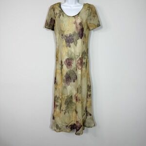 Vintage Michael Blair Dress Womens 8 Floral Sheer Short Sleeve Maxi Rachel Green